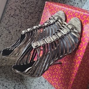 Tory Burch Gold Petal Cuba sandals